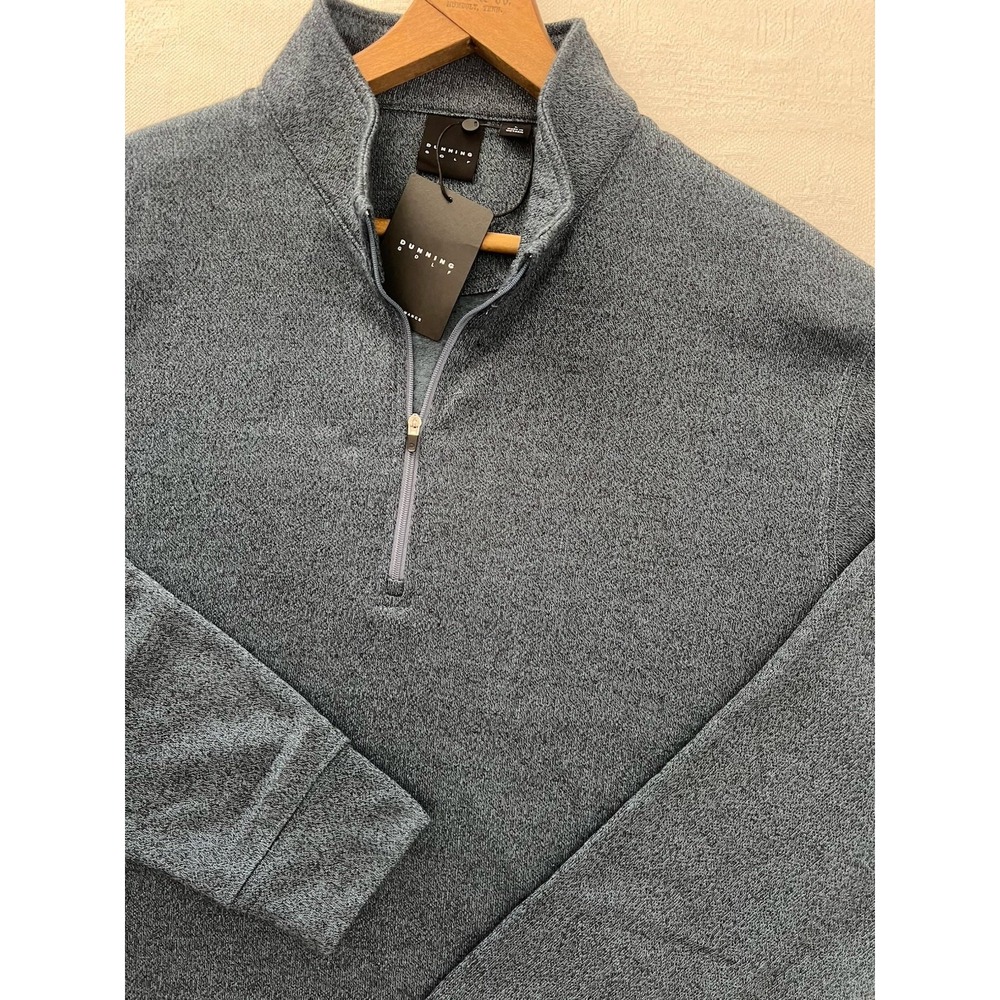 DUNNING Mens New Large 1/4 Zip Pullover Blue Gray Golf Long Sleeve Performance